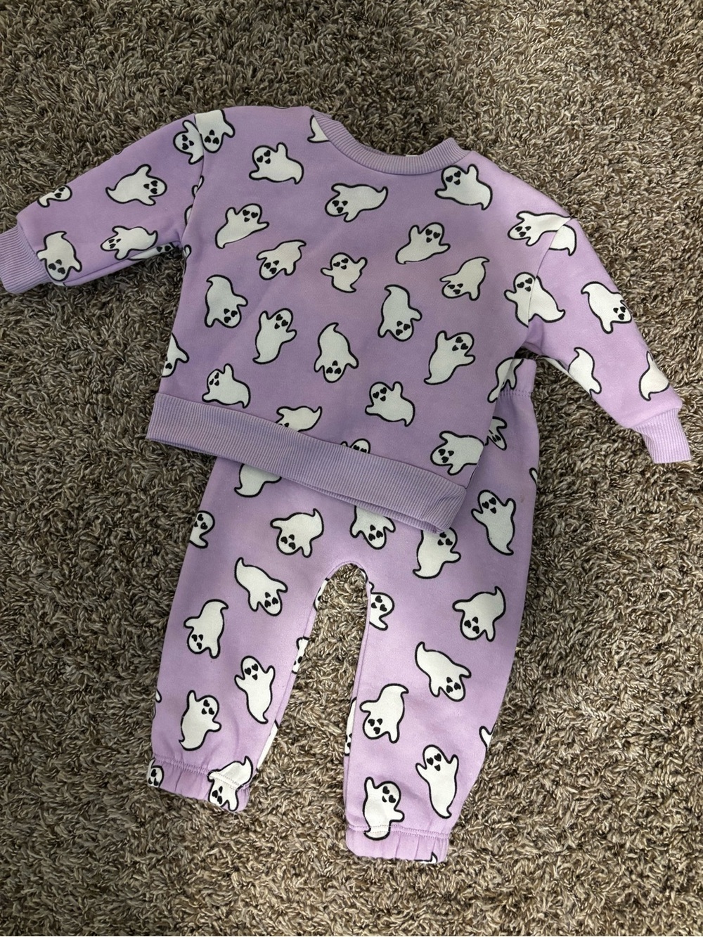 Baby Girl Ghost/Halloween Print Sweat Set, Lavender, 6-9 Months